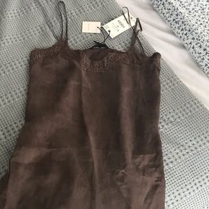 Zara Brown Lace Trim Cami Top